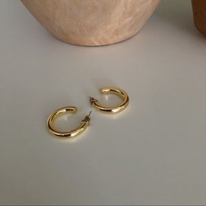 14K Gold Colored Lightweight Chunky Open Hoops